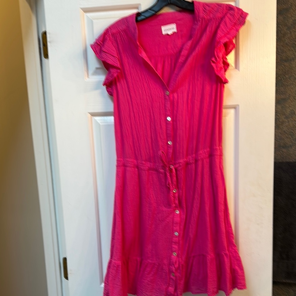 Pink Gauze Button-Down Dress